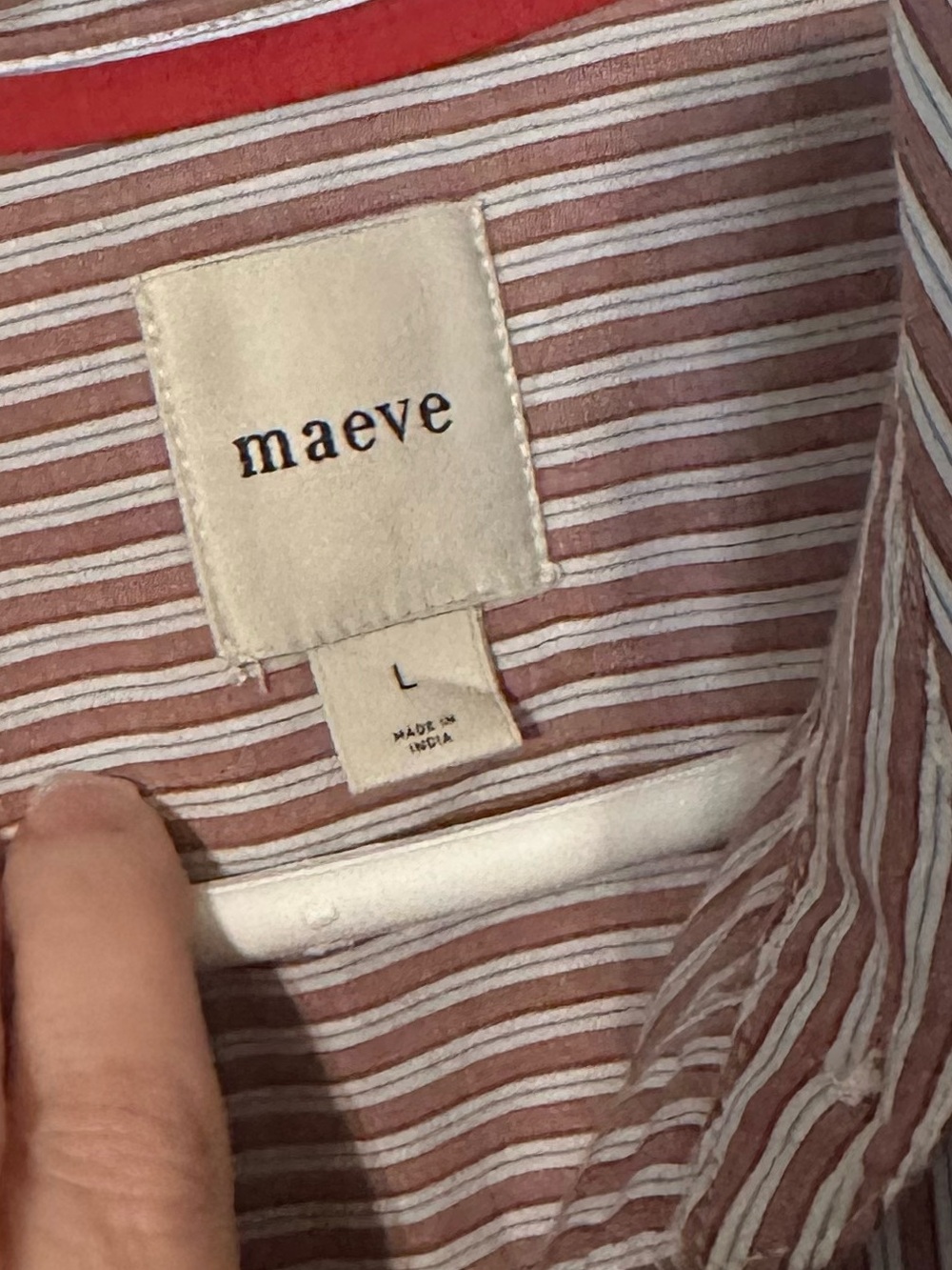 MAEVE by anthropology Long-Sleeve Waisted Buttondown striped Shirt size large - Picture 6 of 12